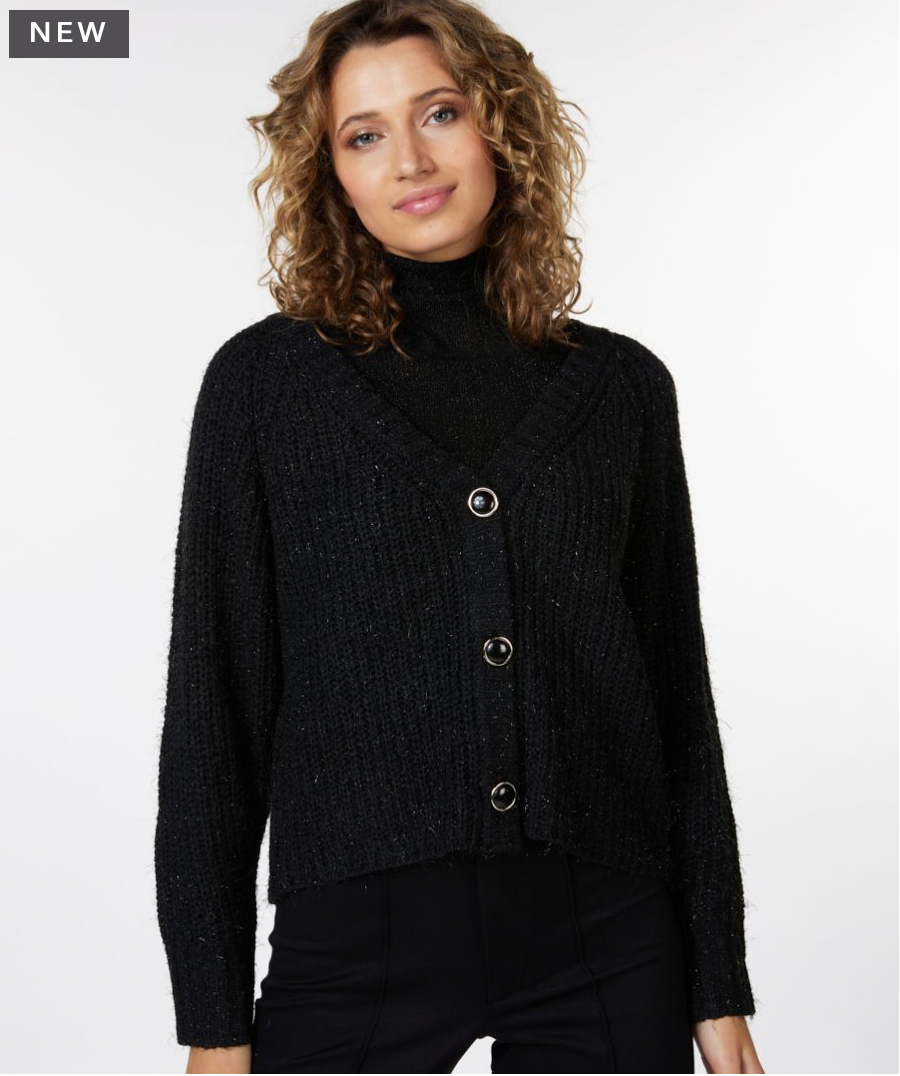 ESQUALO- Lurex Cardigan with Metallic Detail