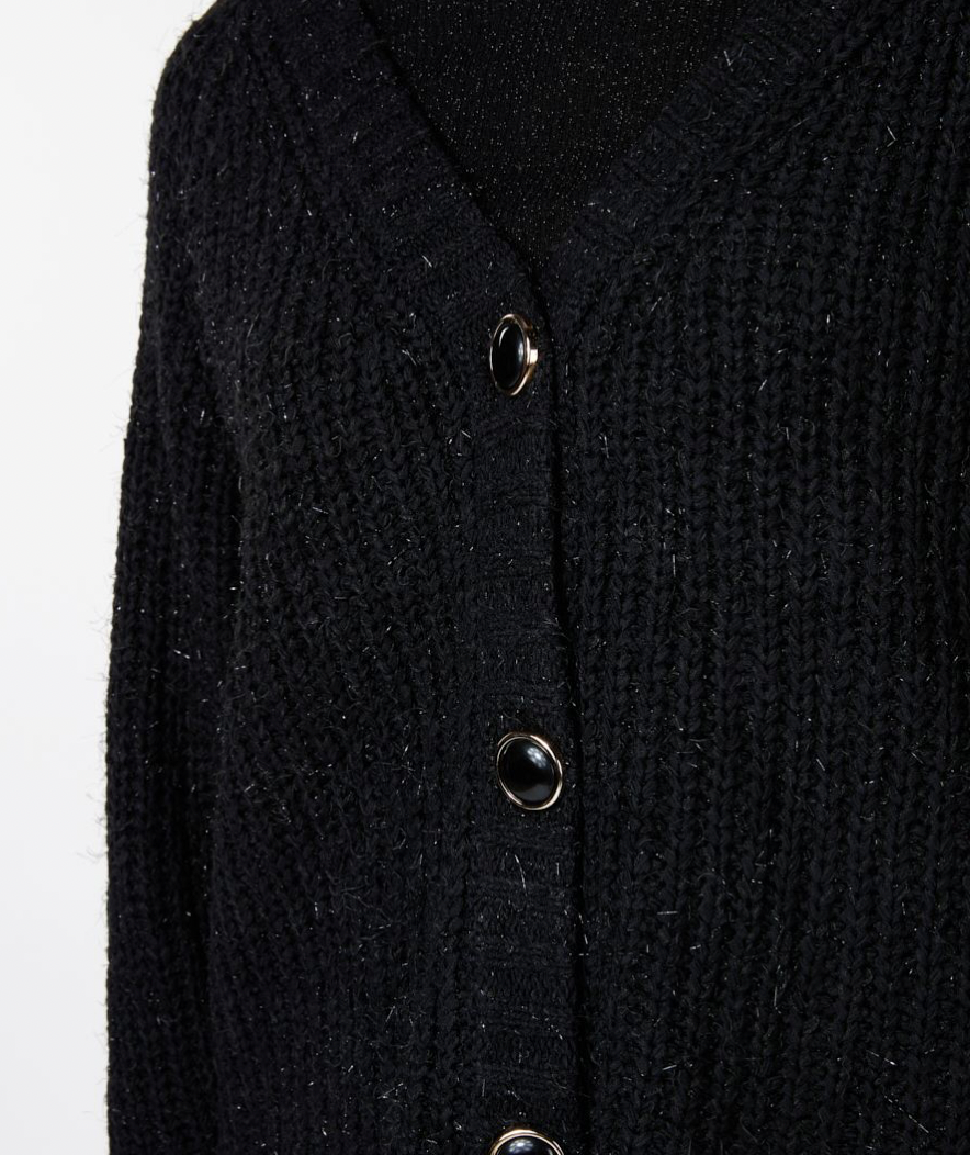 ESQUALO- Lurex Cardigan with Metallic Detail