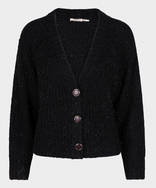 ESQUALO- Lurex Cardigan with Metallic Detail