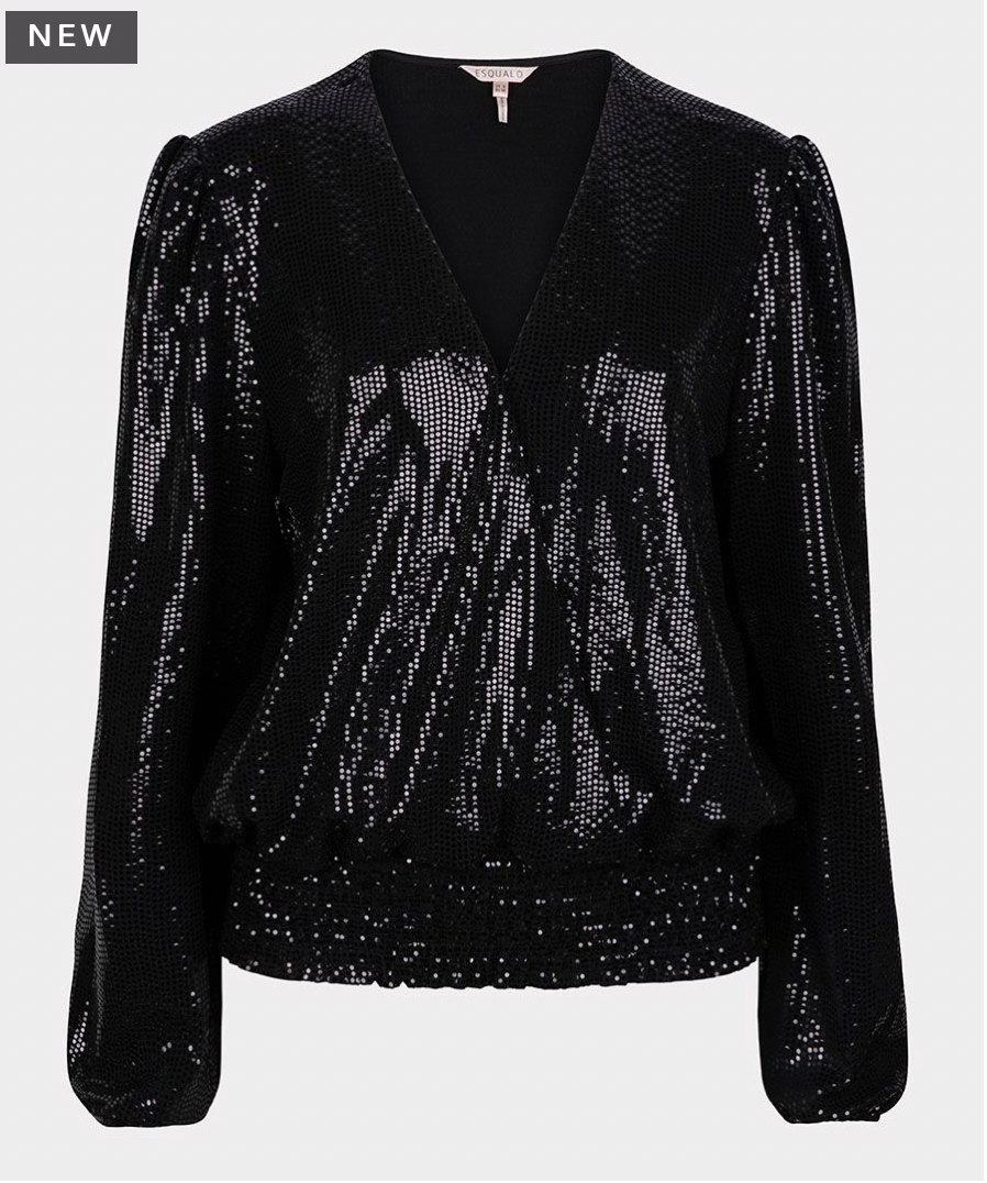 Esqualo- Sequin Blouse in Black