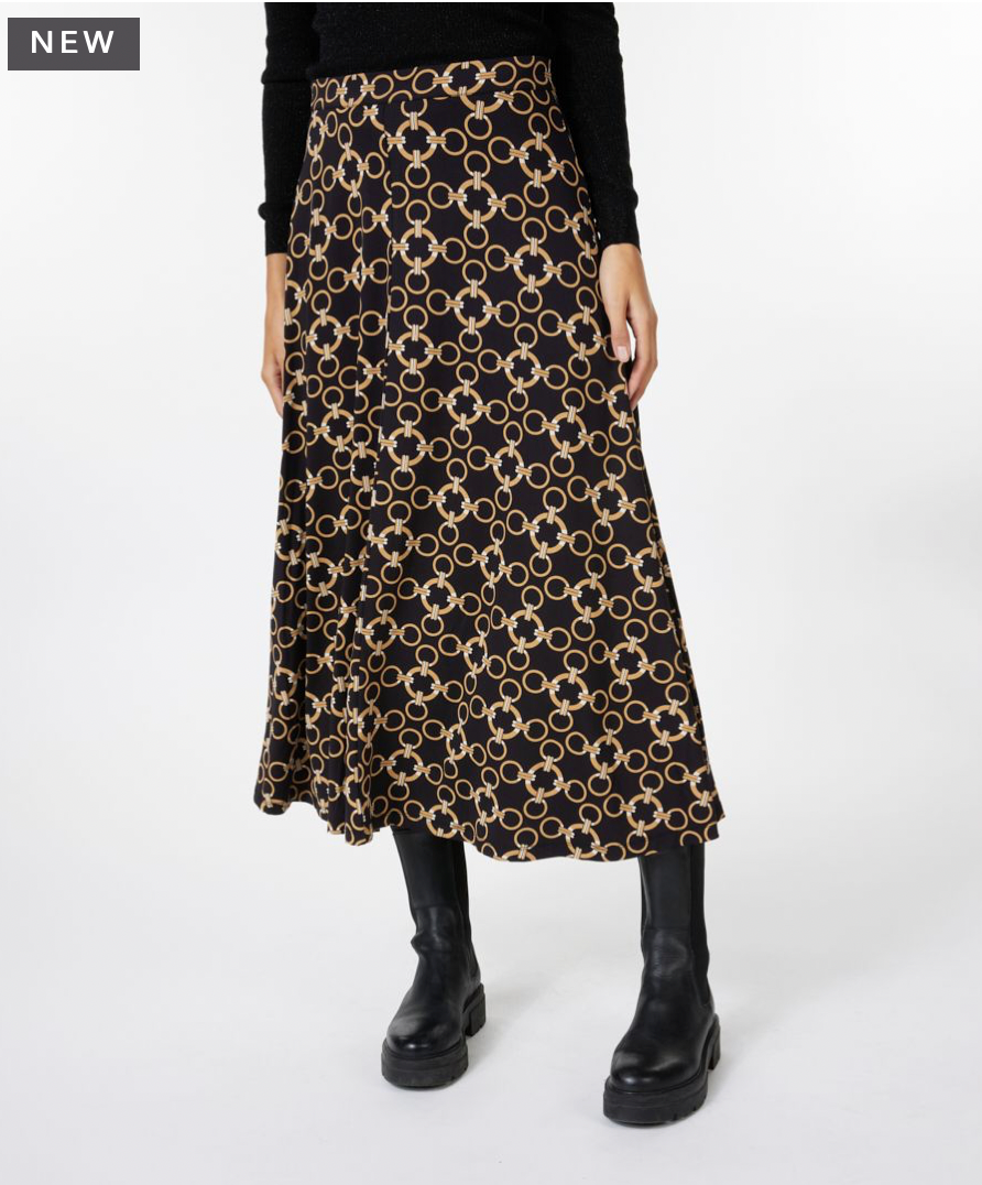 Esqualo-Chain Print Long Skirt