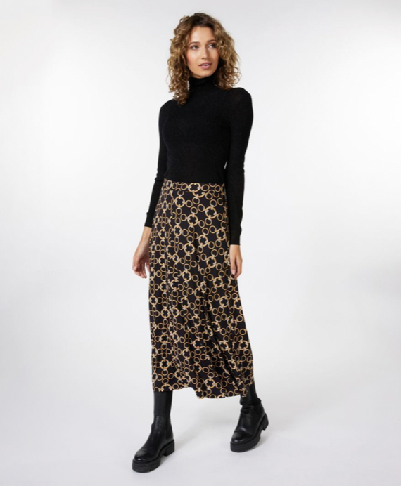 Esqualo-Chain Print Long Skirt