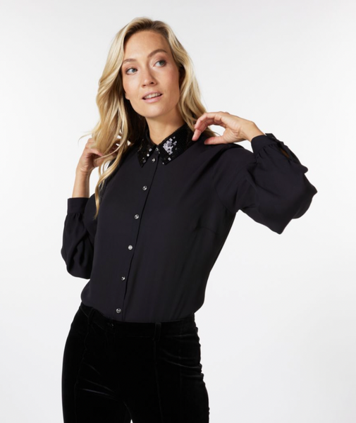 ESQUALO- Blouse with Sequin Collar