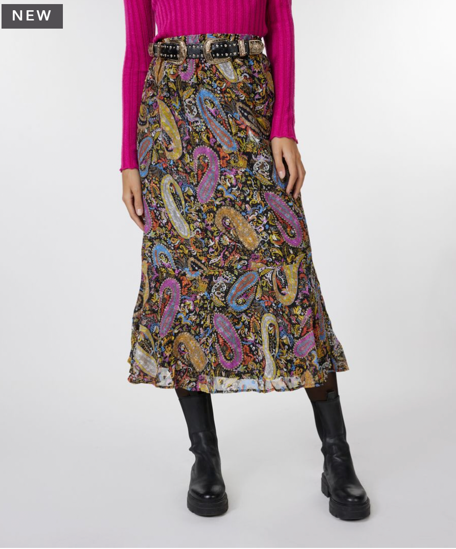 Esqualo- Midi Skirt in Paisley Party