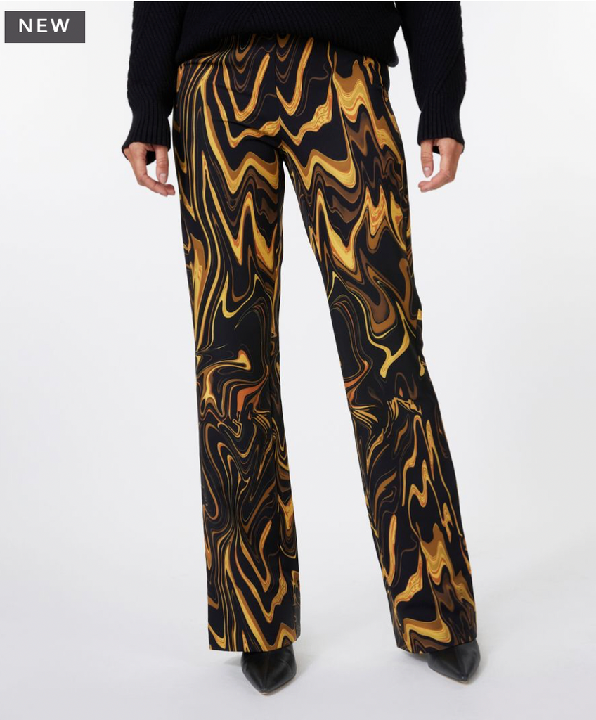 Esqualo- Flare Pants with Swirl Print