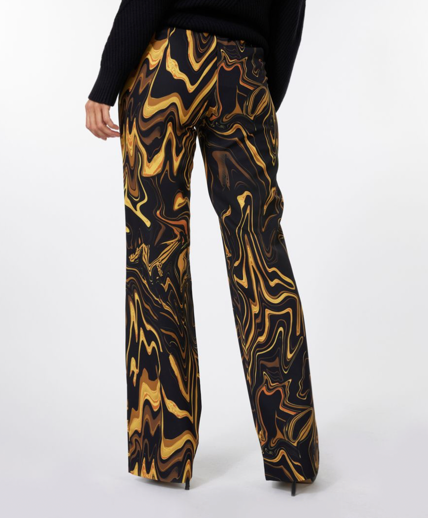 Esqualo- Flare Pants with Swirl Print