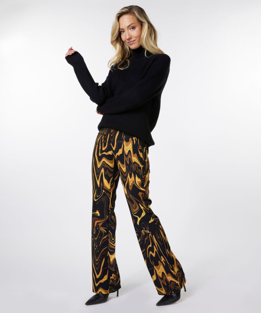 Esqualo- Flare Pants with Swirl Print