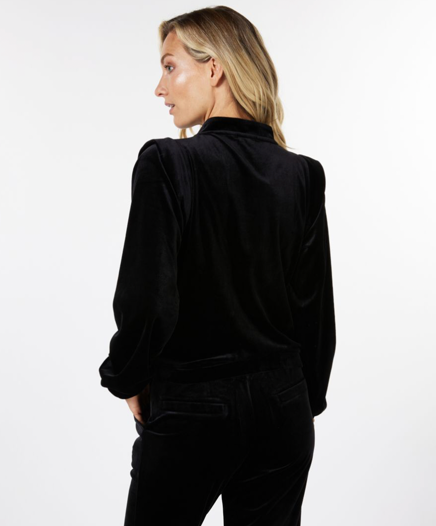 Esqualo- Velour Jacket with Ruffle Details