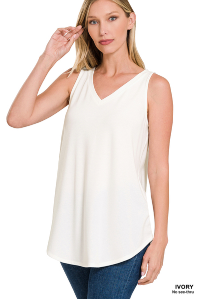 Zenana- Sleeveless V-Neck Top