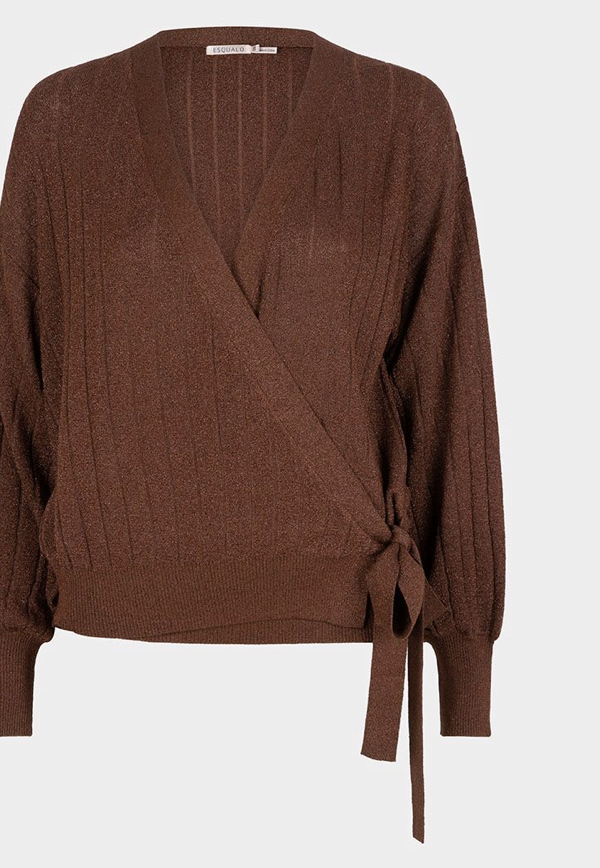 ESQUALO- LUREX SIDE TIE CARDIGAN IN COPPER