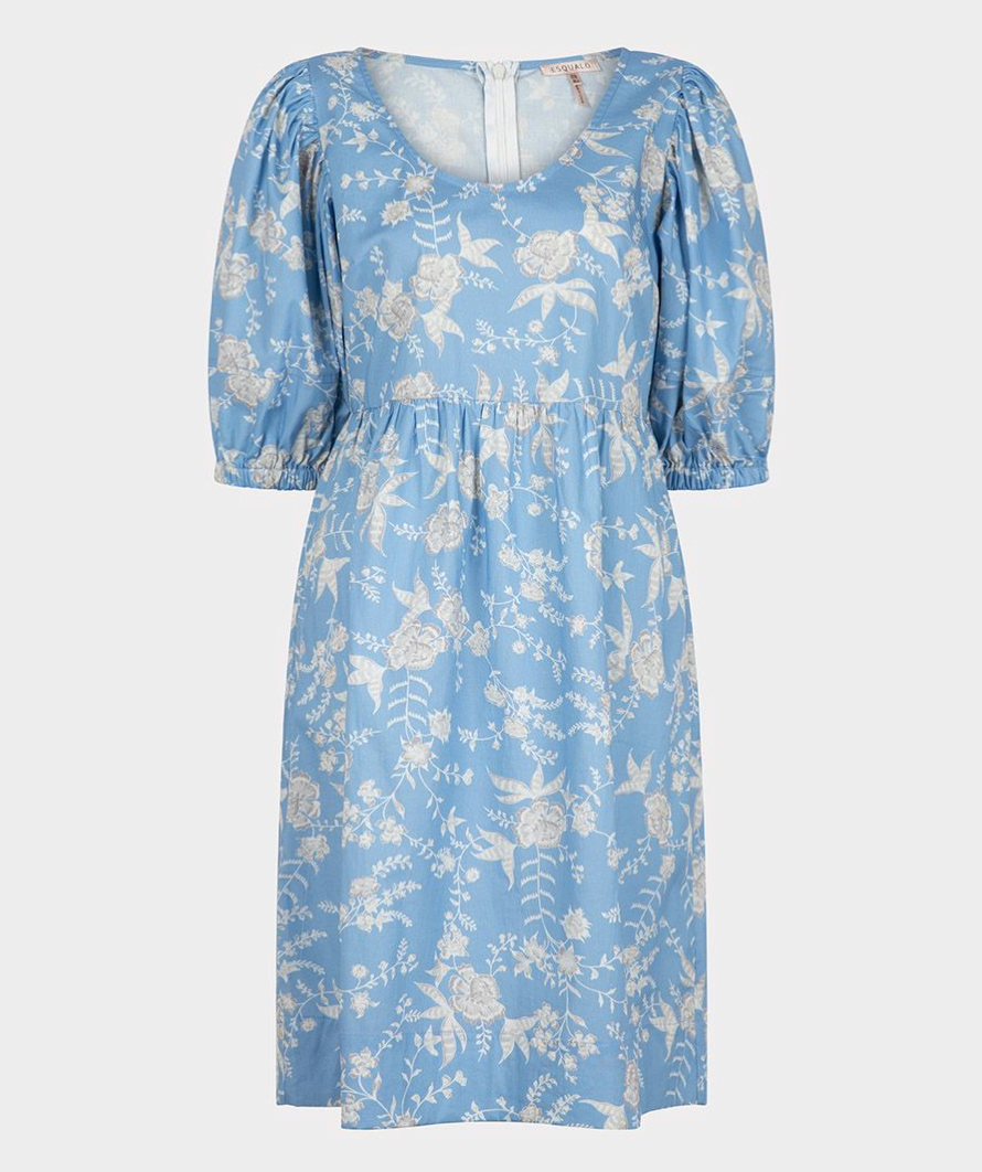 Esqualo- Puff Sleeve Dress in Blue Flower