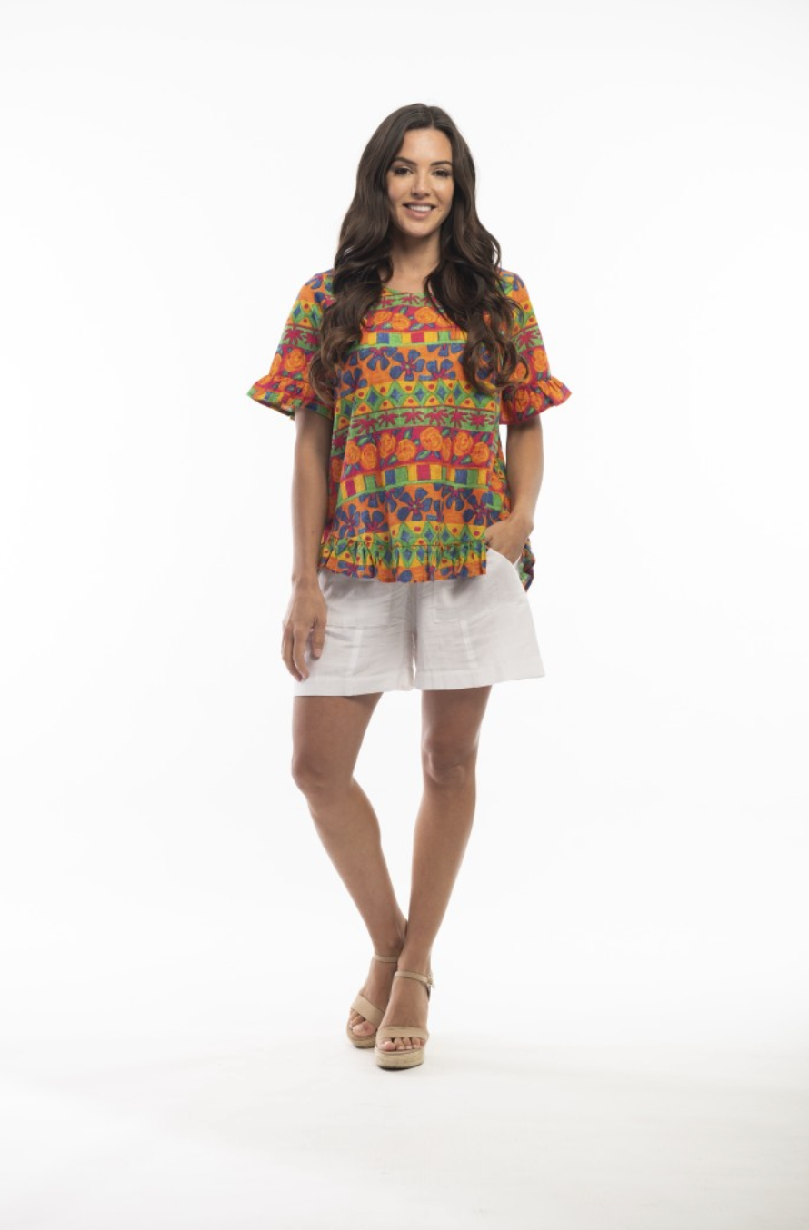 Orientique- La Cantina Top with Frill