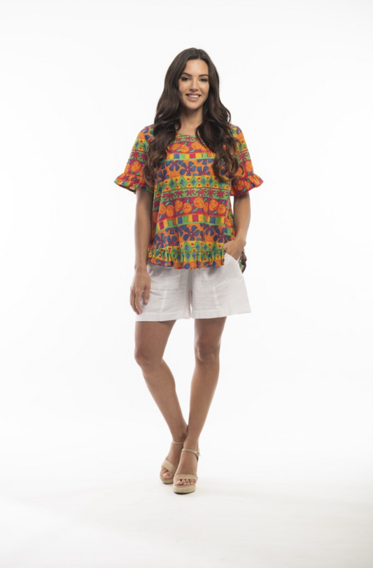 Orientique- La Cantina Top with Frill