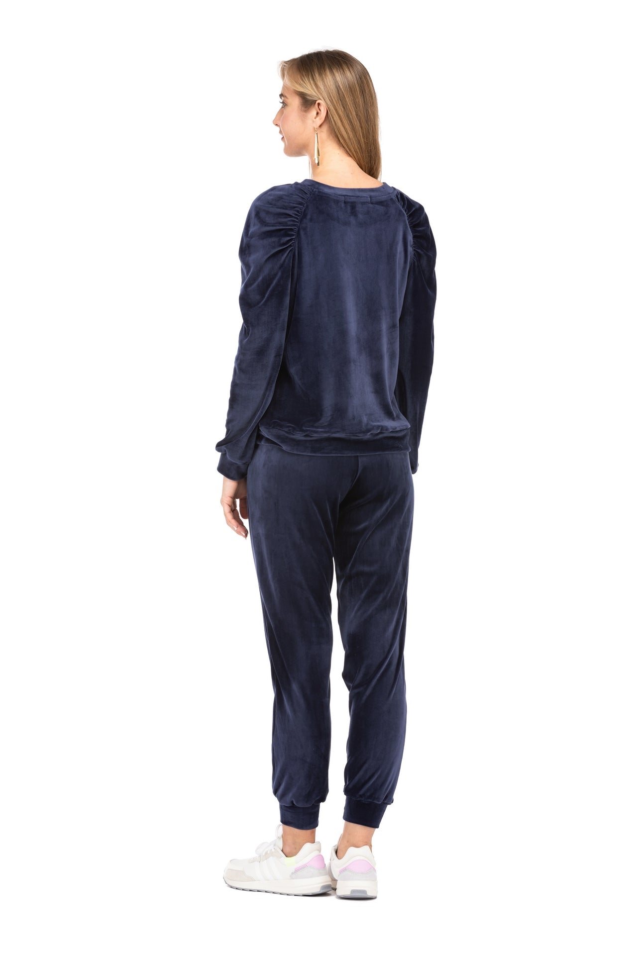 Joy Joy- Velvet Jogger in Navy