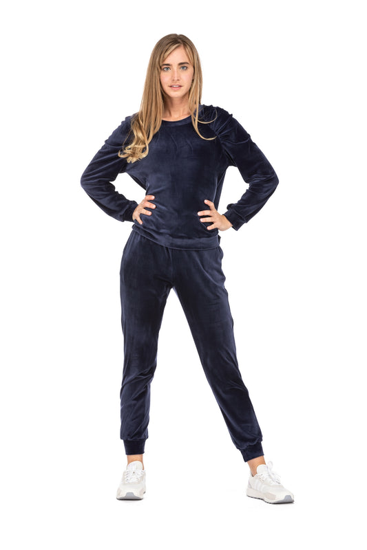 Joy Joy- Velvet Jogger in Navy