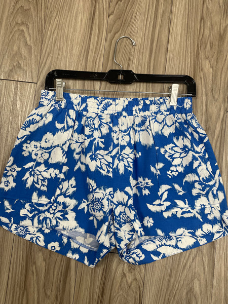 Joy Joy- Pull Up Shorts in Blue Floral